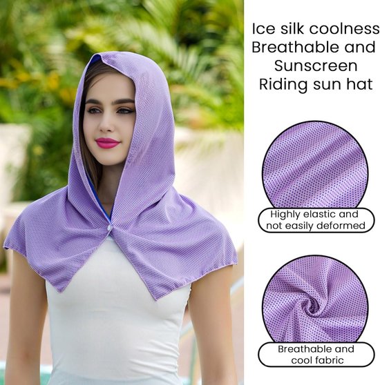 Koelende Hoodie Handdoek - Zonnekap Sjaal - Buitenactiviteiten Bescherming - Uniek Koelsysteem - 63 x 30 cm - Blauw — afbeelding 5