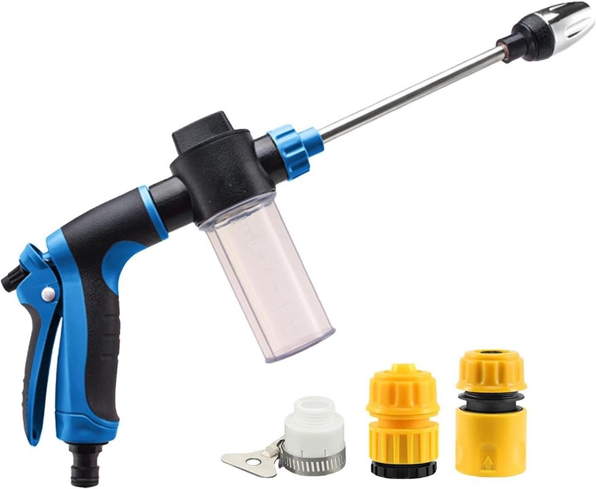 Autoschuimspuit - Schuimkanon Tuinslang - Voertuigen Reinigen - Verstelbare Sproeikop - 16 cm breed - Blauw Zwart