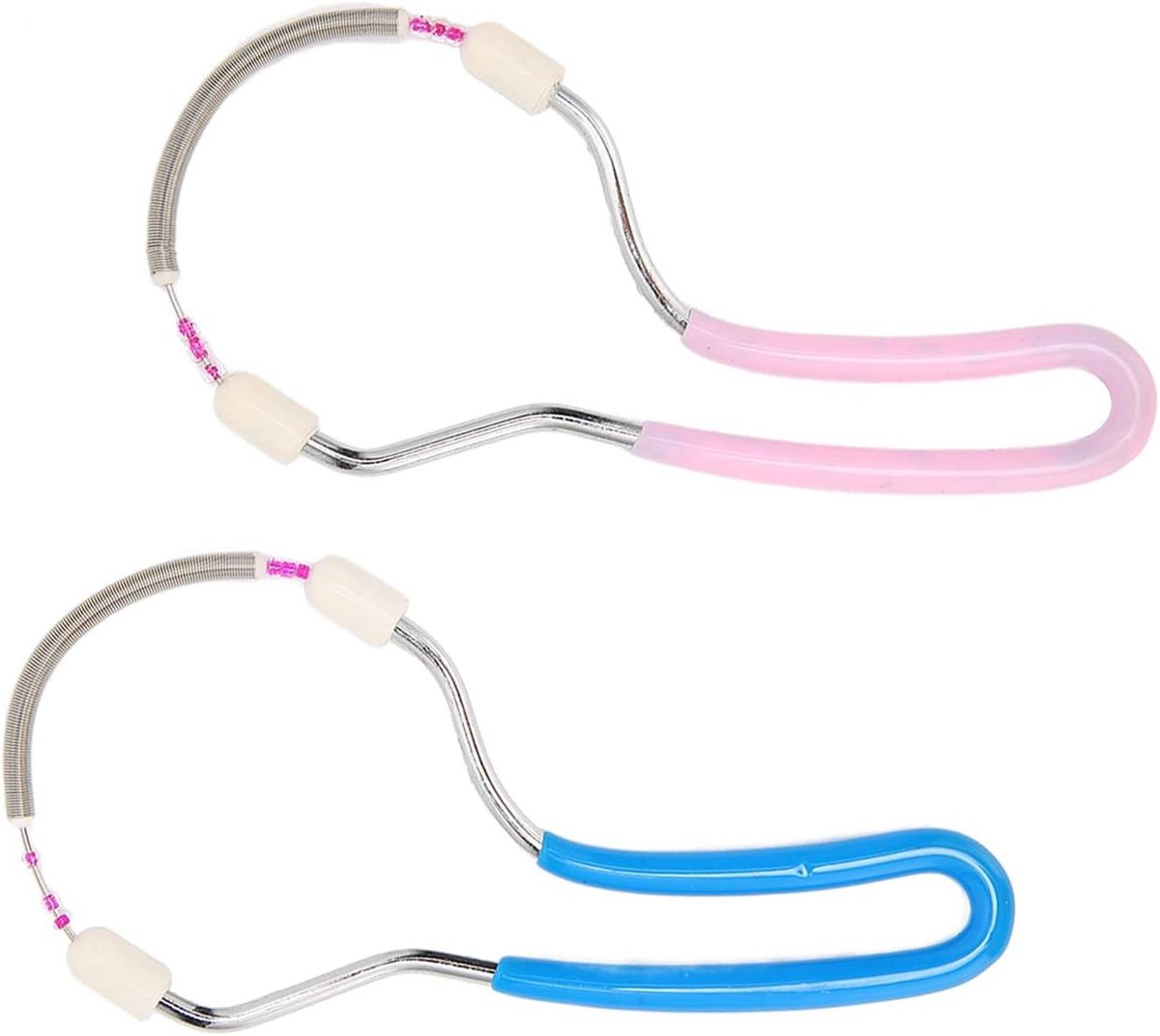 Gezichtshaar Verwijderaar - Ontharingsveer Epilator - Gladde Huid Krijgen - Pijnloos bij de Wortel - 2 Stuks - Blauw Roze