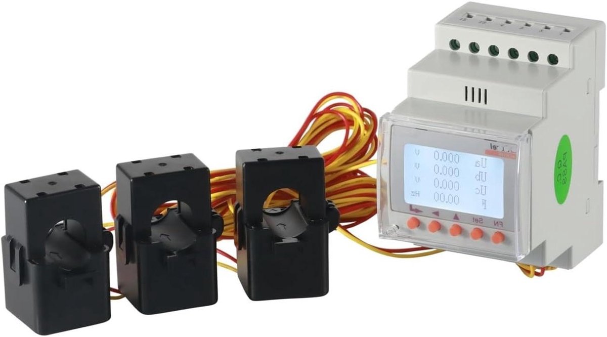 Driefase Energiemeter - Monitoring Meter - Energie Verbruik - Real-time Inzicht - Compact Ontwerp - Grijs