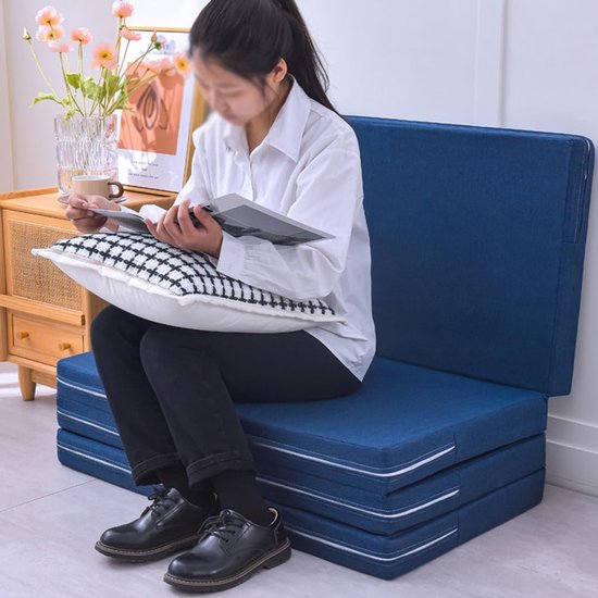 Vouwbed Gastenmatras - Draagbare Slaapmat - Logeren en Kamperen - Afneembare Hoes - 80x200x5cm - Blauw — afbeelding 4