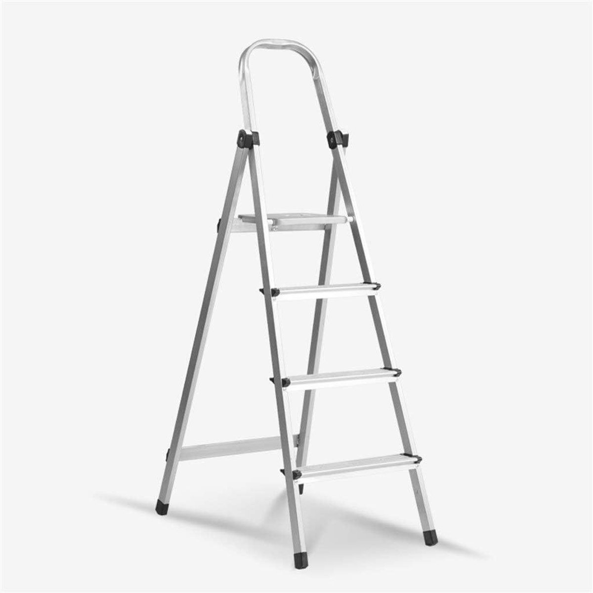 Metalen Ladderrek - Opstapje Hulpstuk - Veilig Klussen - Brede Stevige Treden - 128 cm Hoog - Grijs