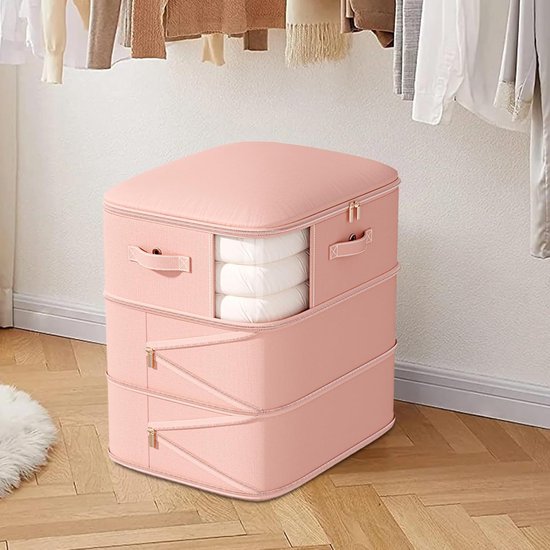 Opbergtas Dekbedden - Kleding Organizer - Ruimte Besparen - Handmatig Ontluchten - Extra Groot - Roze — afbeelding 3