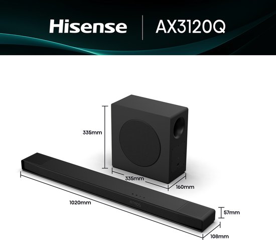 Hisense AX3120Q - Soundbar met draadloze subwoofer - 3.1.2 kanalen - 440 W van Hisense — afbeelding 4