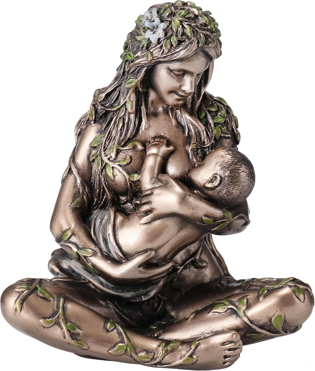 Veronese Design beeld/figuur - Moeder Aarde Gaia met Baby op Haar Borst 11cm