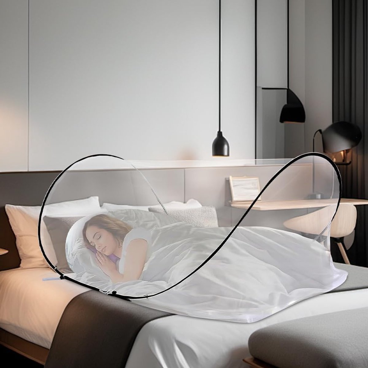 Vouwbaar Muggennet 200 x 80 x 56 cm - Draagbare Tent voor Bed, Slaapkamer, Buiten en Kamperen met Eenvoudige Opzet en Bescherming tegen Insecten