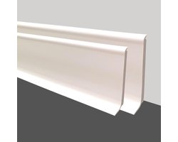 MadeInNature PVC plint wit, robuust, hoogte 8 cm of 10 cm, kunststof plint lengte 2 meter, dikke vinyl plint (wit, hoogte 100 mm x lengte 8 meter)