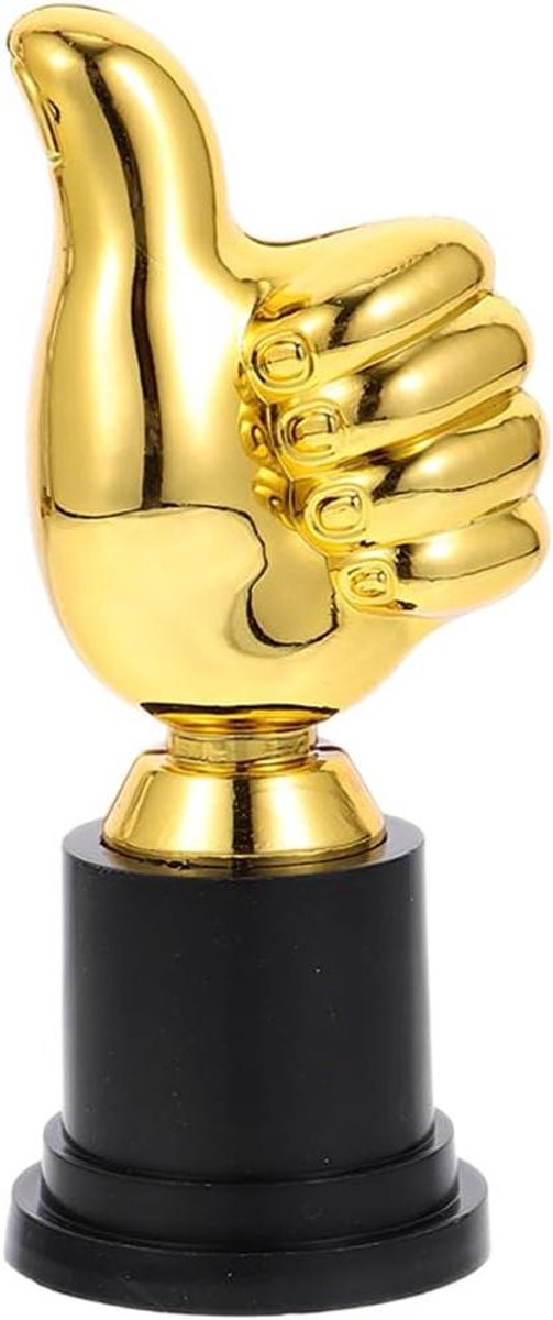 Gouden Trofee Beker - Mini Cup - Prijsuitreiking Feest - Duim Omhoog Design - 13cm Hoog - Goud