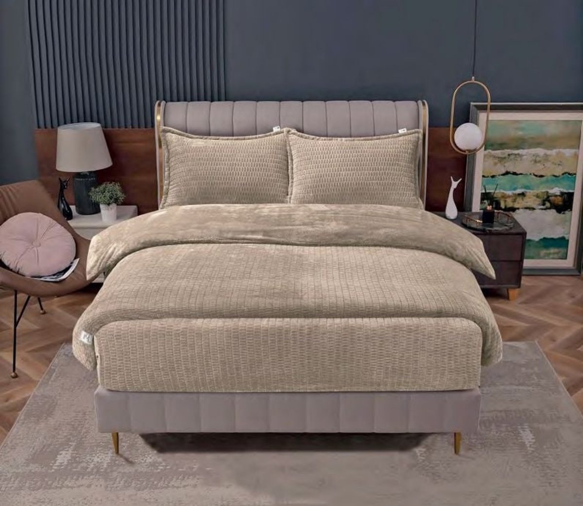 Beau Maison Sherpa Flanel Easy Dekbed - 160x220 cm - Beige