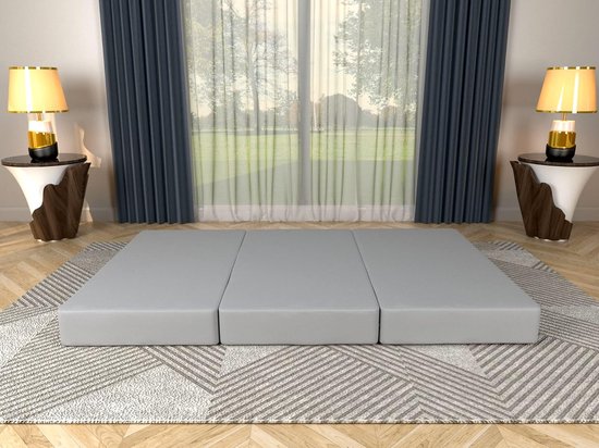 Vouwmatras 3-Delig - Gastmatras Campingmatras - Kamperen en Logeren - Waterdicht Hardschuim Vulling - 140 x 195 x 15 cm — afbeelding 4