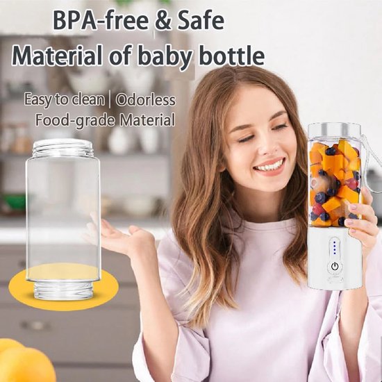 20oz Beker - Draagbare Blender - Persoonlijke Blender voor Smoothies en Shakes - Oplaadbaar - 6 Roestvrijstalen Mesjes - Geschikt voor Reizen - Gym en Kantoor van Merkloos — afbeelding 2