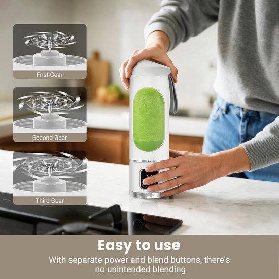 Draagbare Blender - Elektrische USB Sapmachine - 500ML - Voor Shakes en Smoothies - Compact Handig en Veelzijdig - Wit van Merkloos — afbeelding 3