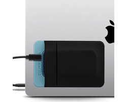 2 Compartment Self Adhesive Hard Drive Holder for Laptop, Reusable Adhesive Bag for External Portable SSD, HDD, Slim Mouse and Cables (Small - Fits SSD)
