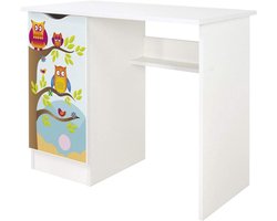 Kinderbureau - Tienerbureau Studiebureau - Thuiswerken Studeren - Met Ruime Kast - 90x50x77 cm - Uilen Print