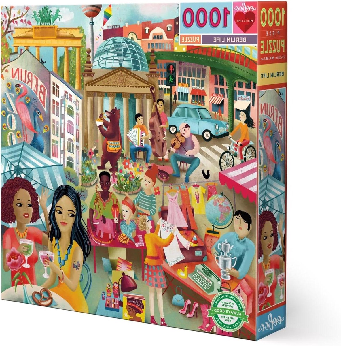 Stad Puzzel - Legpuzzel 1000 stukjes - Ontspannen Tijdverdrijf - Gerecycled Karton - 58.5 x 58.5 cm - Meerkleurig