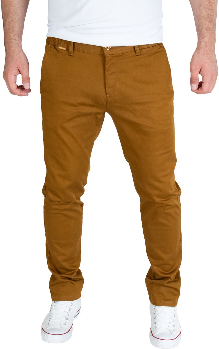 PITTMAN Heren Chinobroek Andrew – Regular Fit – Katoen Stretch – Bruin – 5-pocket