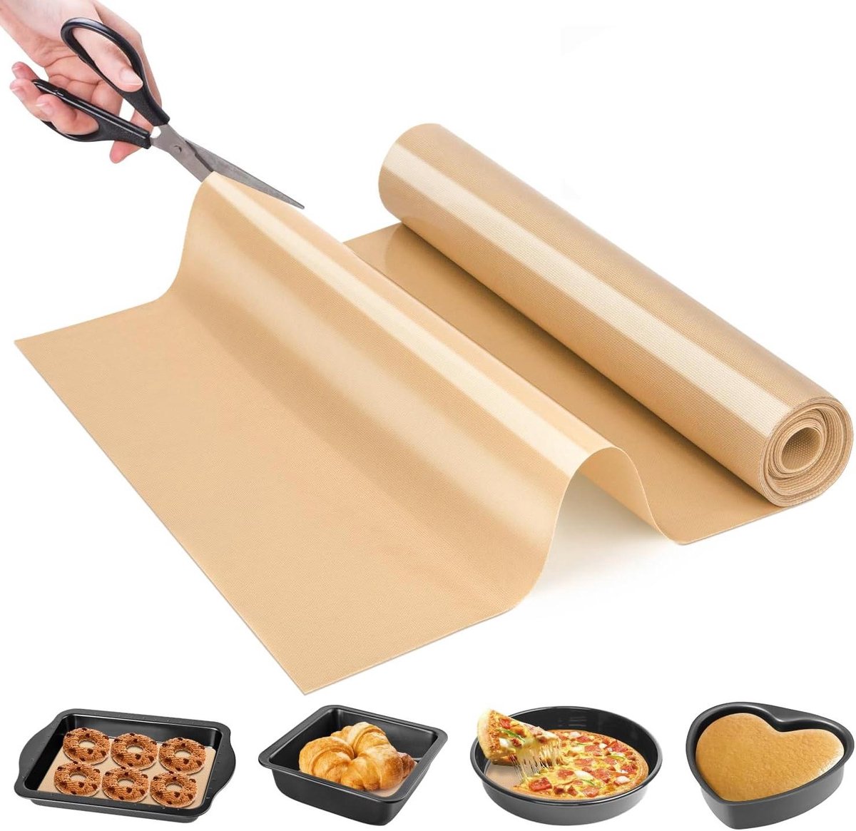 Bakmat Rol - Deegmat Mat - Bakken En Koelen - Hittebestendig Tot 250°C - 30.5 x 304.8 cm - Beige