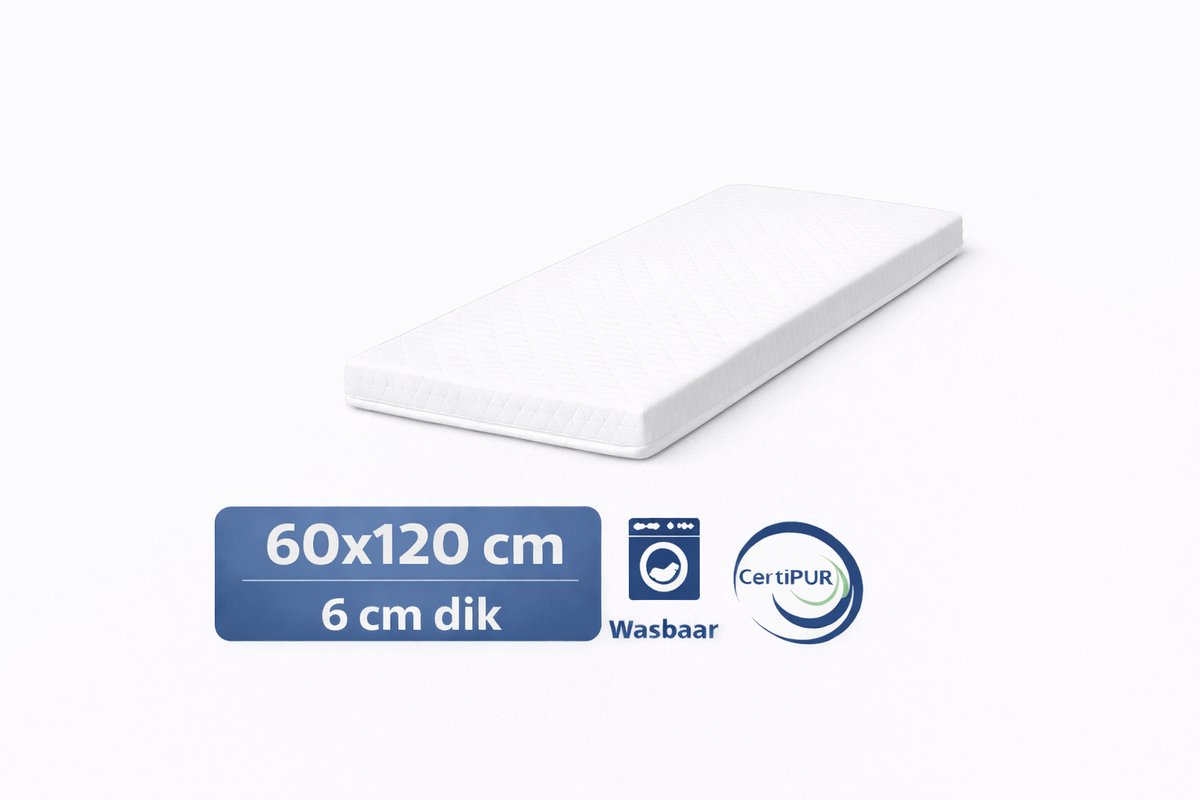 Kikishop Babymatras – Bebe – Afneembare Hoes – 60x120 cm – 6 cm Dik