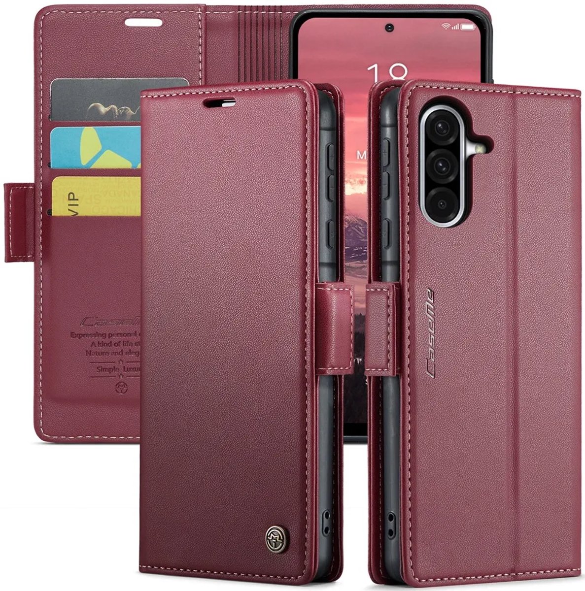 Hoesje geschikt voor Samsung Galaxy A36 - CASEME Litchi Texture Book Wallet Case - Rood