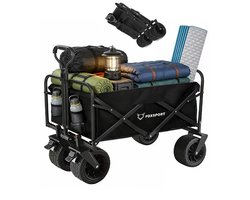 FOXSPORT Bolderkar - Opvouwbaar - 100KG Draagkracht - Bolderwagen met stevig frame - Draaibare Wielen - Verstelbare hendel - 90x47x57cm - Zwart
