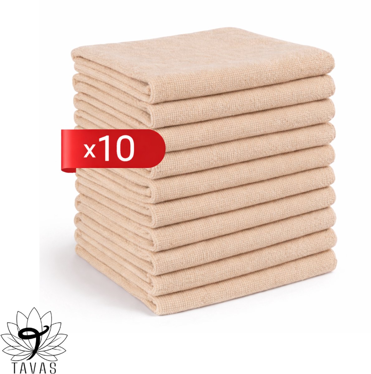 Tavas Harmonie Gastendoekjes 30x50 cm Beige Set van 10 100% Katoen Gastenhanddoek Rechthoek Handdoek Keuken Hotelkwaliteit Gastendoek