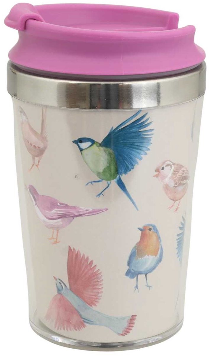 Dubbelwandig Thee Koffie Glas met Vogel Opdruk
