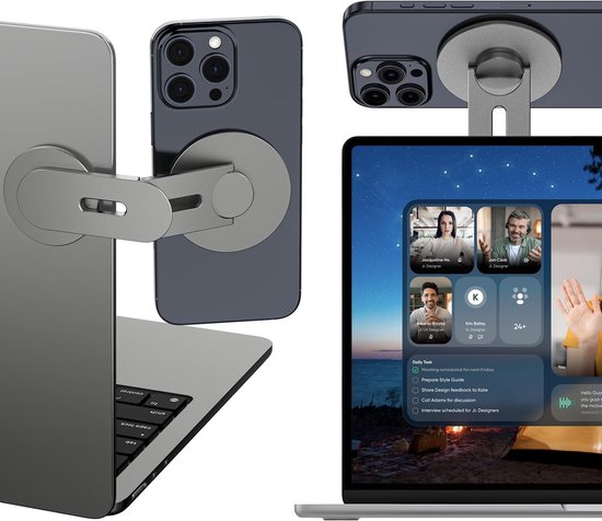 Magnetische Telefoonhouder Laptop Verstelbaar Side Mount Clip Aluminium Ultra Dun Space Grijs