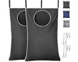 Hangende Waszak aan Deur, Grote Opvouwbare Vuile Wasmand, Wasmand Tas voor Badkamer en Slaapkamer, Opbergmand Vuile Was, Donkergrijs, Set van 2