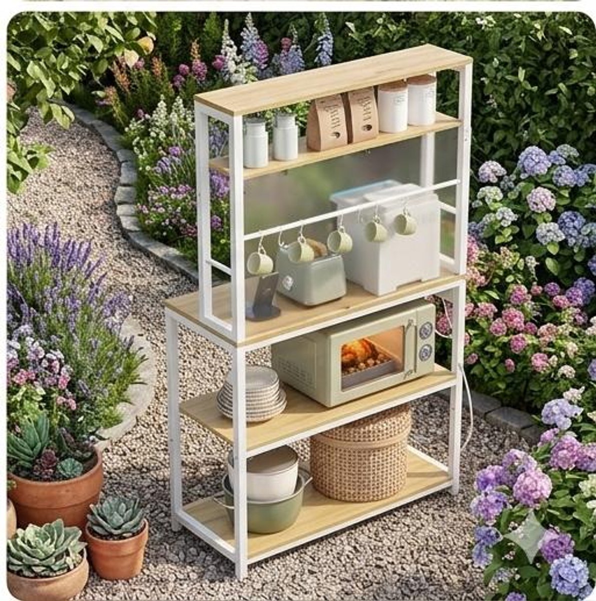 Keukenrek met stopcontacten en LED - Bruin - Medahomestore