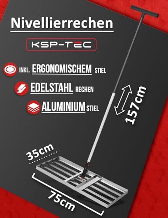 Professionele egaliseerhark voor gazononderhoud met aluminium steel — afbeelding 3