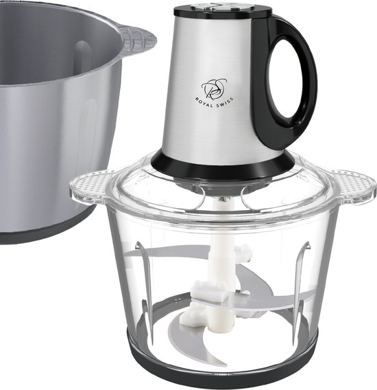 Biolomix Multi Hachoir-500 watts moteur puissant, récipient en verre de 2 litres, couteau spécial à 4 lames en acier inoxydable (P6001