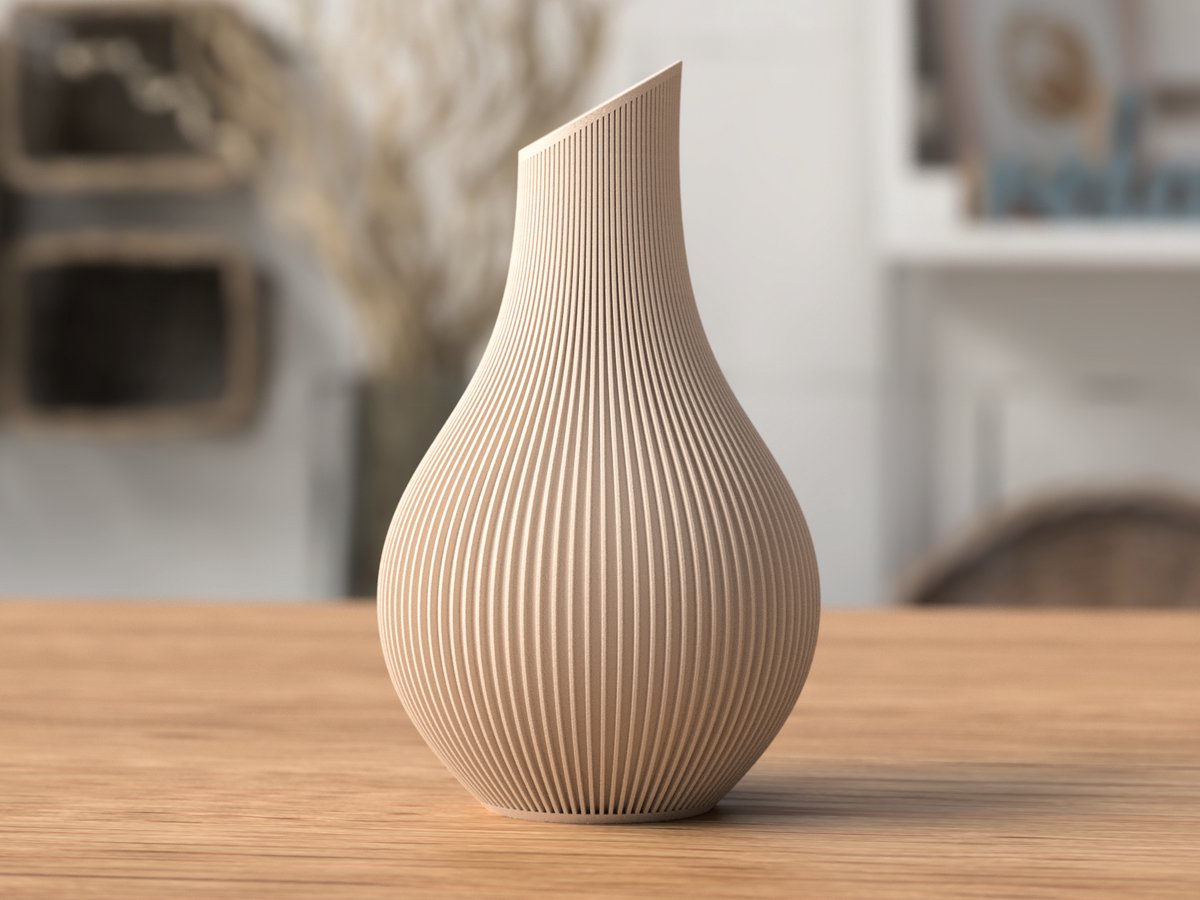 Shizu Japandi Vaas Beige | 25 cm | Japandi Stijl Vaas | Organische Vorm | Ribbel Vaas | Moderne Minimalistische Woondecoratie