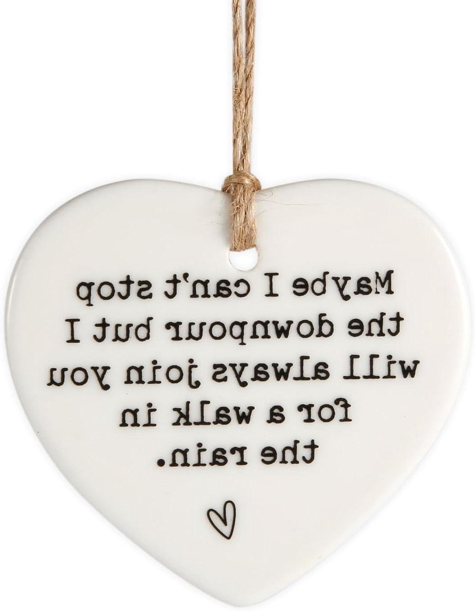 Keramische Hart Plaquette - Vriendschapsdecoratie Vriendin - Cadeau geven - Dubbelzijdig Bedrukt - 7x7 cm - Wit