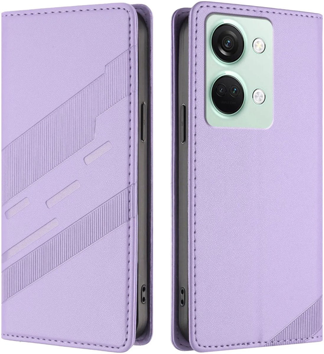 Hoesje geschikt voor OnePlus Nord 3 - Phonesta Embossed Lines Book Wallet Case - Paars