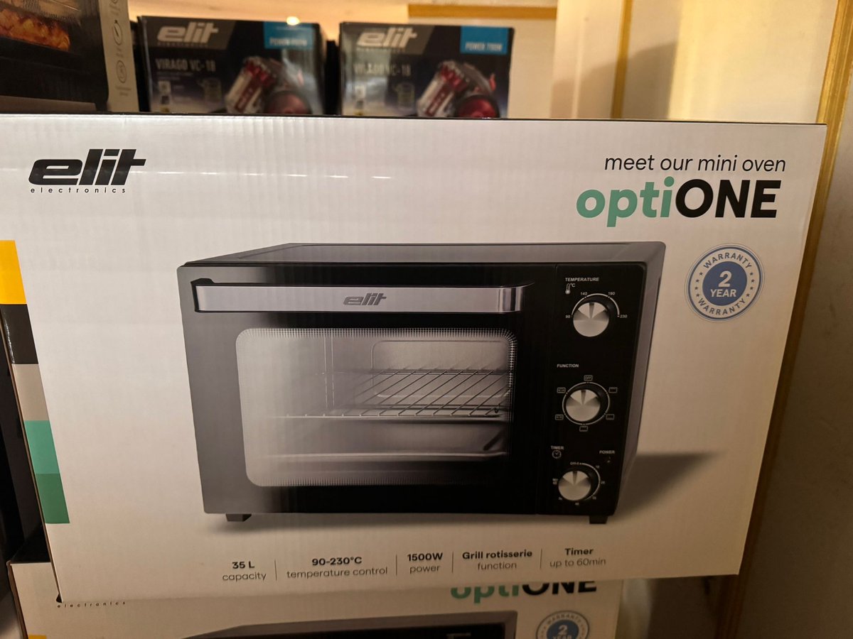 Elit optiOne elektrische mini oven 35L- 1500W- vrijstaande elektrische oven- met timer en temperatuur regeling- grill, bak en toast-zwart – foto 2