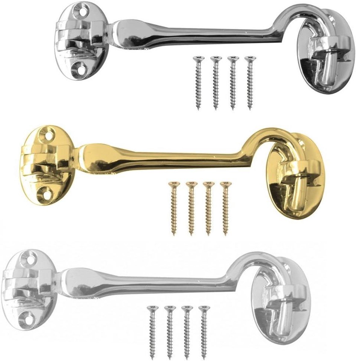 Cabine Haak - Deurhaak Grendel - Kastdeur Sluiten - Gepolijst Chroom - 250mm Lengte