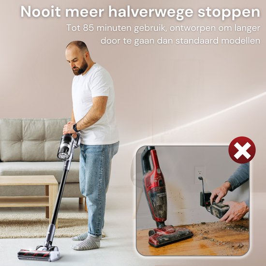 Vesora® 3-en-1 Steelstofzuiger V1 Sans fil sans sac - Aspirateur sans fil - Aspirateur à miettes sans cordon - Aspirateur - Aspirateur à main - Aspirateur sans fil avec filtre Hepa - Aspirateur pour animaux de compagnie - Aspirateur sans sac
