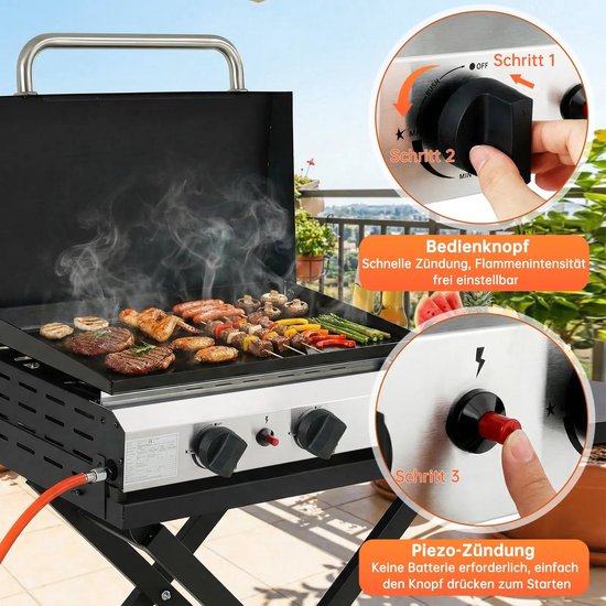 Seth Select Gas BBQ - BBQ op gas - Draagbare propaangrill - Gasbarbecue - 3 Burner Gas Grill - Gasgrill - Compact en draagbaar tafelmodel. van Merkloos — afbeelding 5