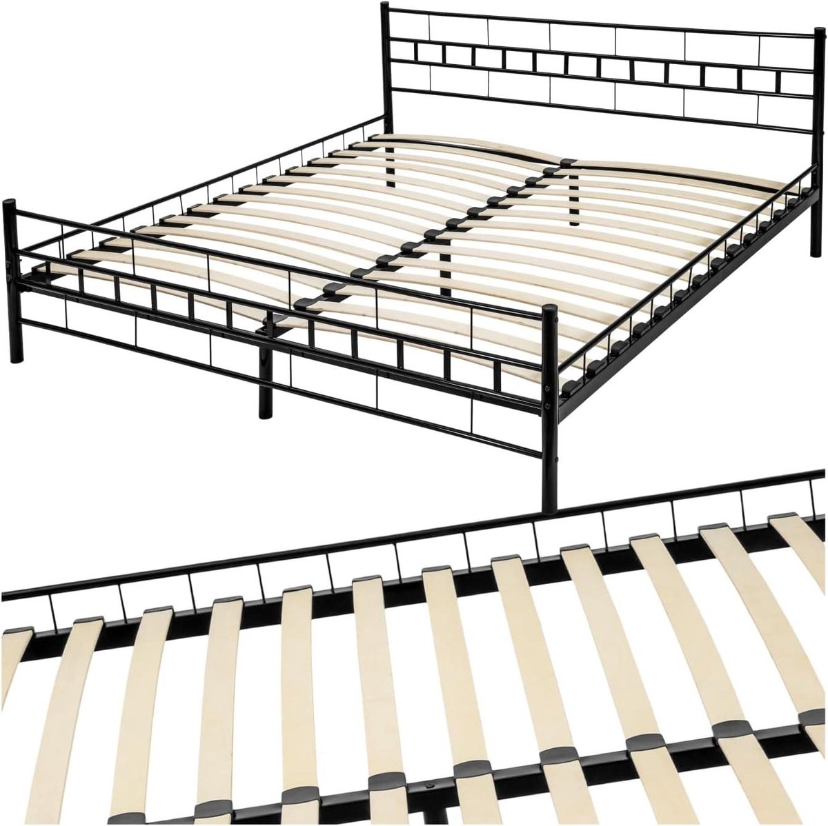 Metalen Bedframe - Bed met Lattenbodem - Slaapkamer Meubel - Krasvast Gepoedercoat - 180 x