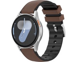 Stravo 22mm Siliconen Bandje met Leren Look – Geschikt voor Samsung Galaxy Watch 3 45mm / Galaxy Watch 46mm / Gear S3 Classic & Frontier - Polar Vantage M / M2 / V3 / Grit X / Garmin Vivoactive 4 / Forerunner 265 / Venu 3 2 / Huawei – Koffie