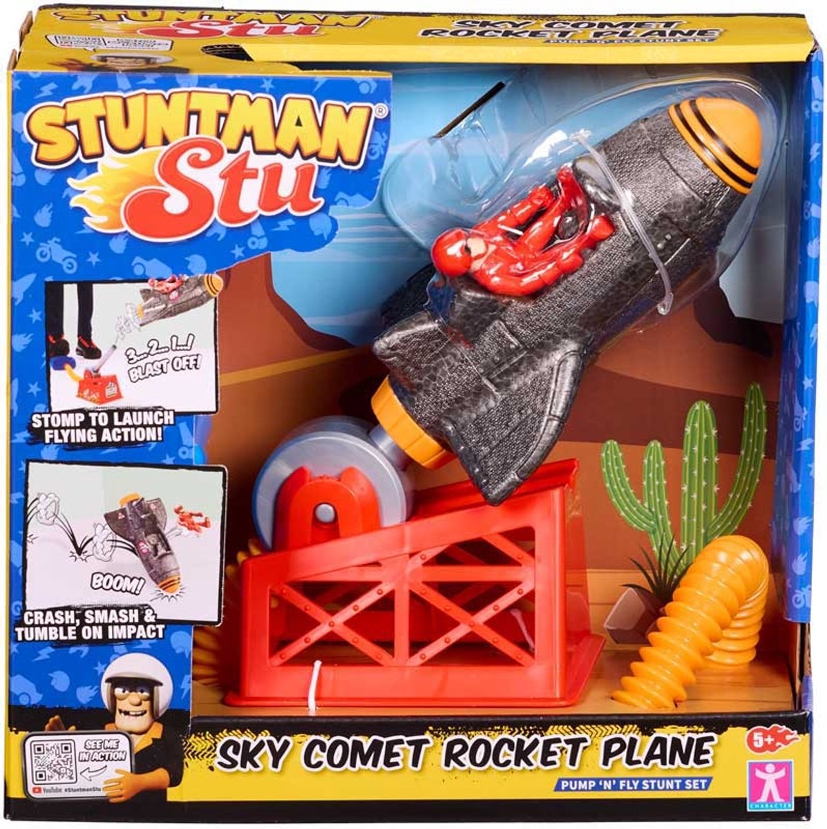 Stuntman Stu raketvliegtuig speelgoed vliegtuig voor kinderen.