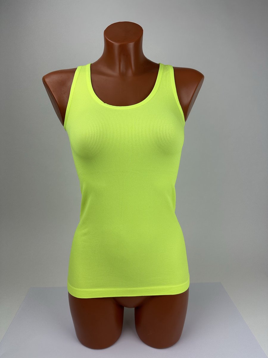 Marco Rossi - Dameshemd - Onderhemd - Dames Sporthemden - Tanktop - Brede Band - Singlet - Neon geel - 36/38 - Maat S/M