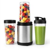 KitchenBrothers Smoothie Blender - 2-in-1 - Blender To Go - 4 Bekers Smoothie Maker To Go Mini Blender Zilver8 1