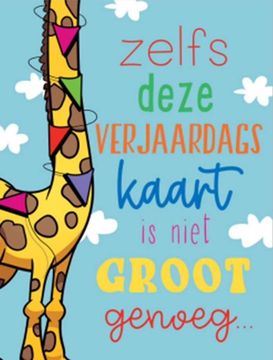 Wenskaart - wenskaart XXXL - mega wenskaart - 45x60 cm - supergroot - jarig - verjaardag - verjaardagskaart - gefeliciteerd