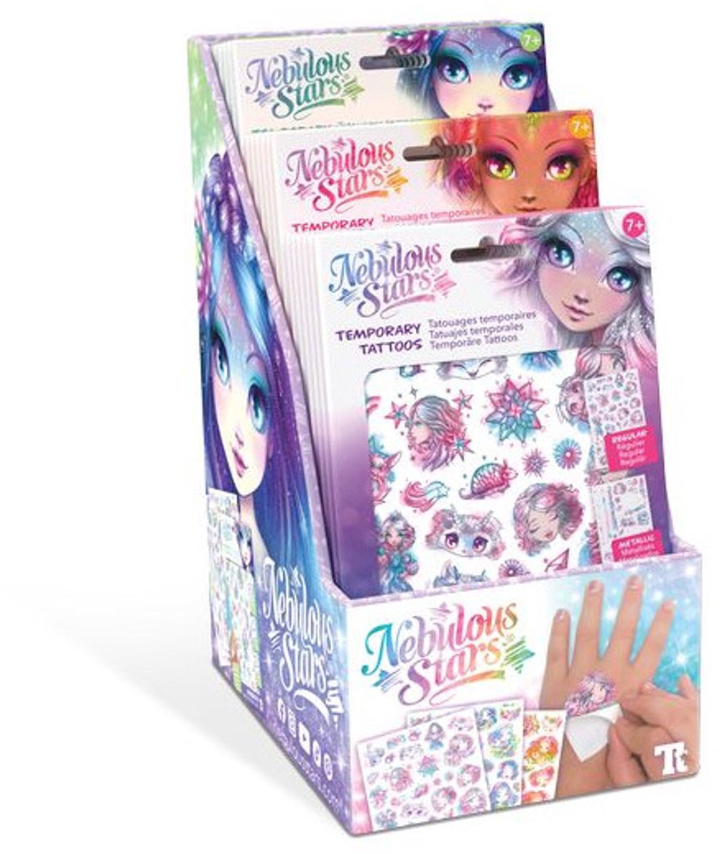 Nebulous Stars tijdelijke tattoos glitter glow kindertattoos.
