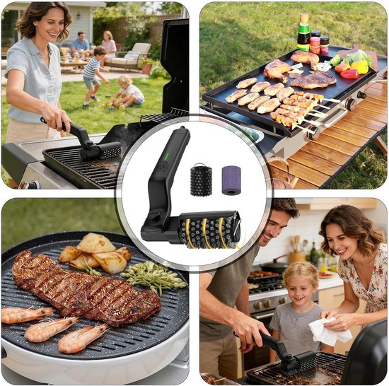 Rotating Grill Brush, 30 cm Electric Grill Brush, Steel Wire Brushes, Effective Cleaning, Stainless Steel Brushes, Outdoor, Camping, Patio, Easy to Use for Children — afbeelding 5