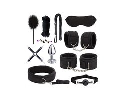 Oneay BDSM Extreme Bondage Set - 11 Delig -SM Handboeien - Zweep / Veer / Tepelklemmen - Sex Toys voor Koppels - Seksspeeltjes voor mannen en vrouwen - Sex Pakket en Toys - Zwart