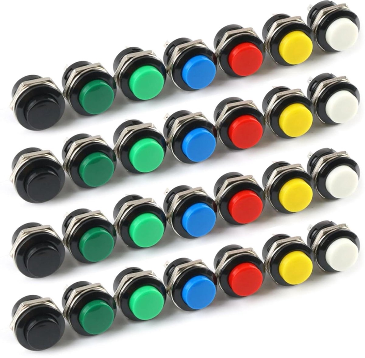 Momentane Knoppen - Drukknopschakelaars - Arcade Projecten - Automatische Reset - 28 x 16 mm - 7 Kleuren Set