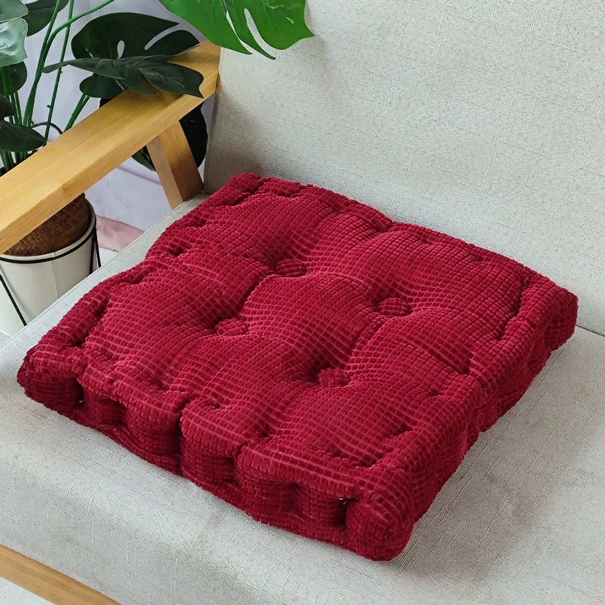 Zitkussen (38 x 38 x 8 cm) – Vloerkussen – Tatamikussen – Corduroy Stoelkussen – Extra dik ontwerp (8 cm) – Geschikt voor tuinstoelen, keukens of eetkamers – Voor binnen en buiten