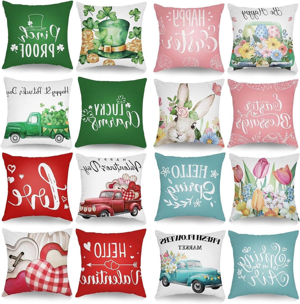 Vakantie Kussenslopen Set - Seizoensgebonden Hoezen - Feestelijke Decoratie - 16 Stuks Inclusief - 45 x 45 cm - Meerdere Kleuren